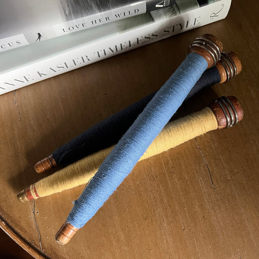 From Utility to Decor:  Vintage Industrial Bobbin Spindles with Yarn - Set of 3