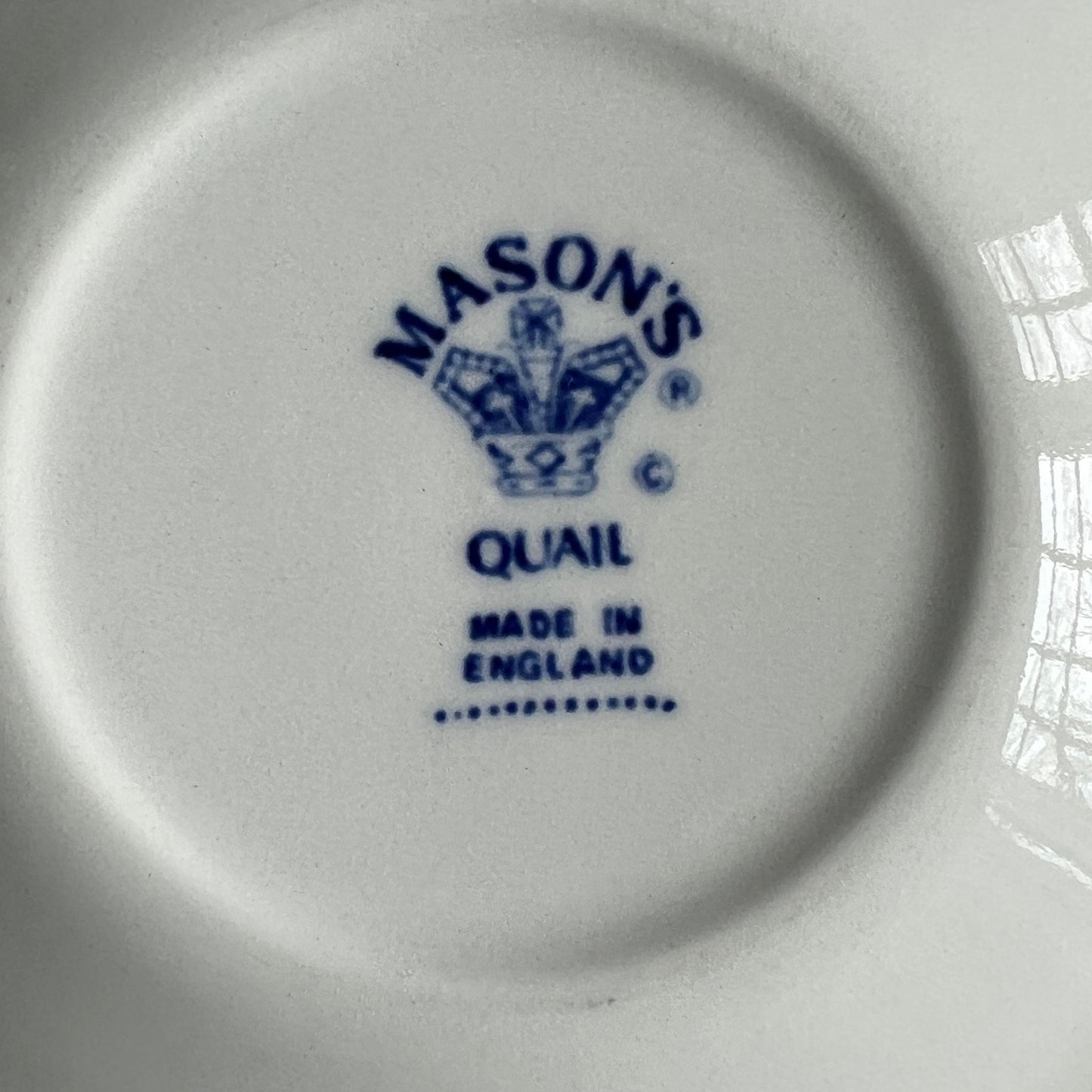 Mason's Quail Blue & White Tea Cup and Saucer