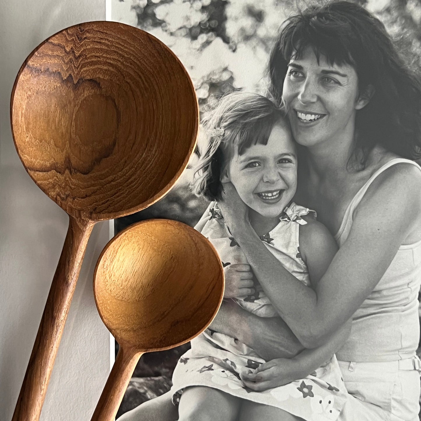 Mother and Daughter Spoons - Teak Spoons set of 2