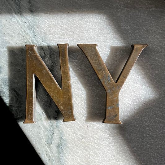 Vintage Brass Letters - NY