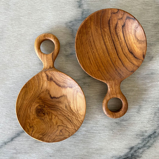 Foodie Approved Gift Set- Two Teak Mini Plates with Classic Sea Salt