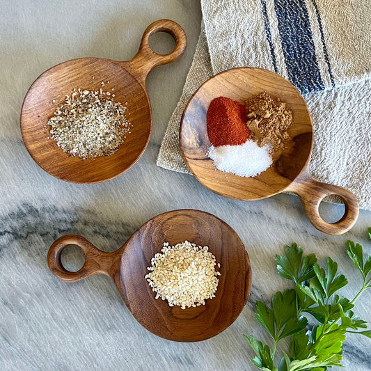 Handcrafted Teak Mini Plates - Set of 2