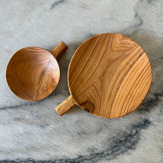 Teak Wooden Paddle Plates - Set of 2