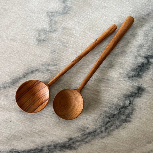 Teak Wooden Spoons, Set of two