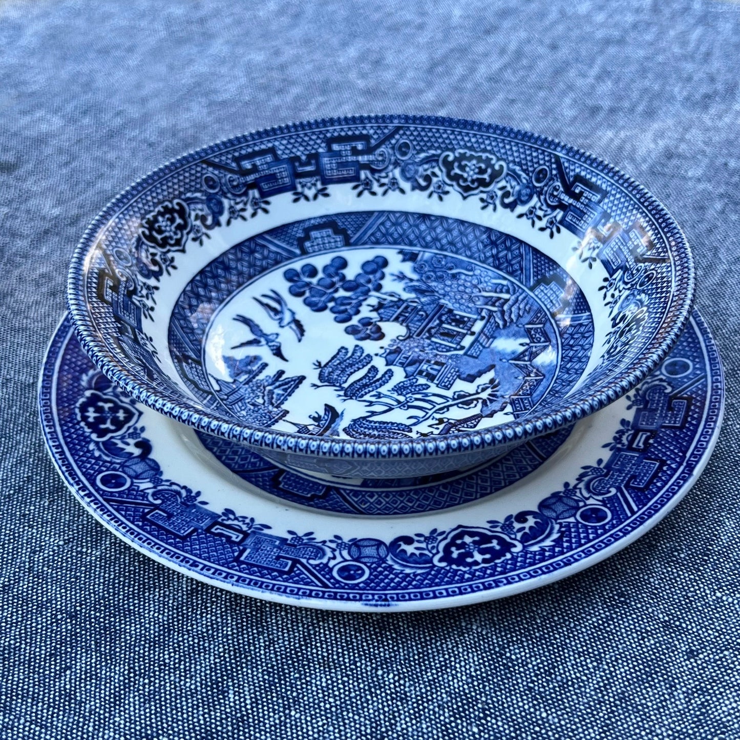 Willow Pattern Bowl & Plate set